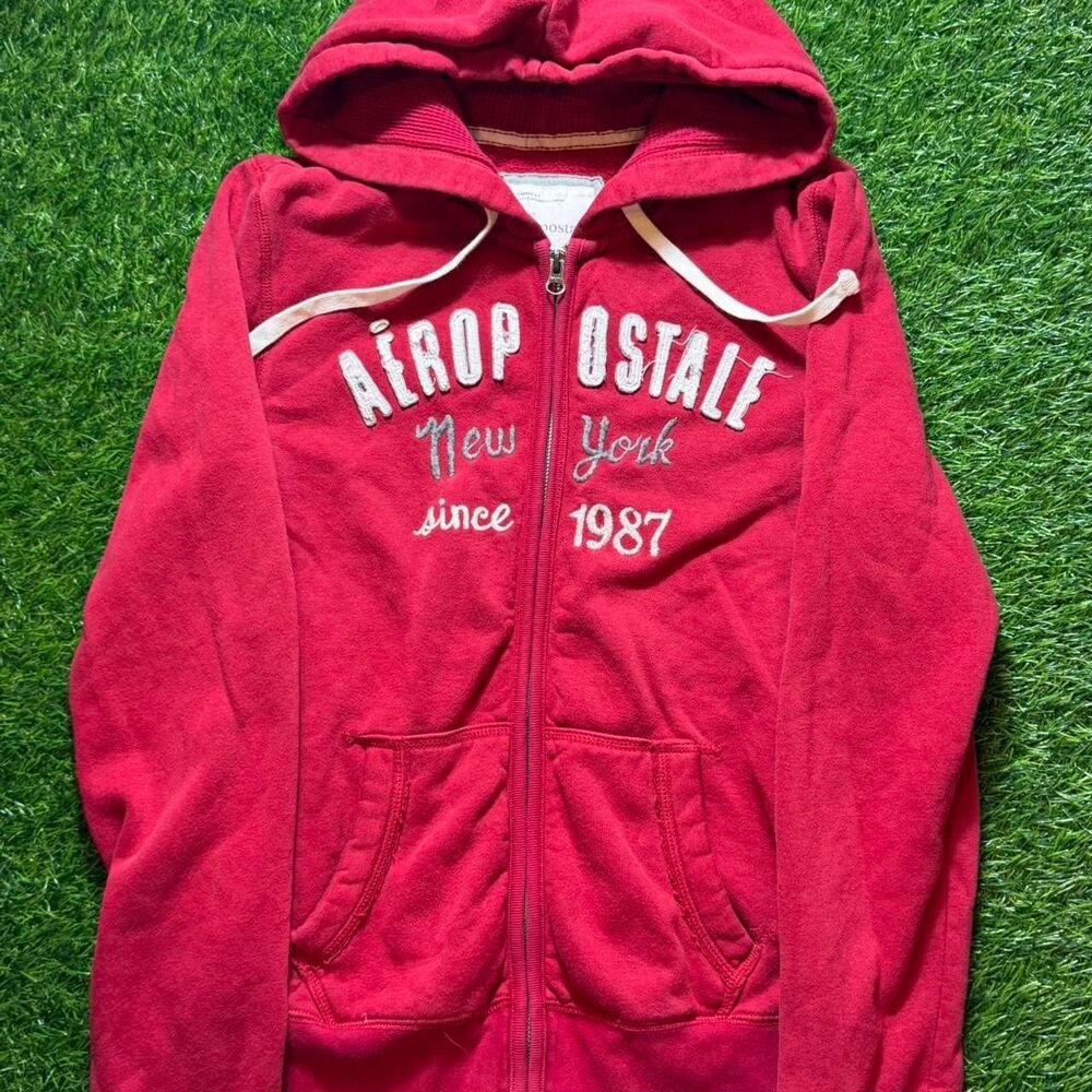 Aeropostale Women's Red and Burgundy Hoodie